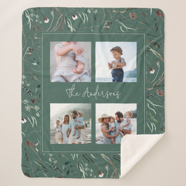 Grün, modern und elegant, botanisch, 4 Foto Sherpadecke (Vorderseite)