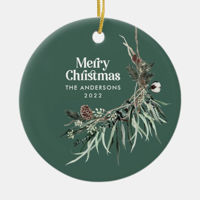 Grün, modern und elegant, botanisch keramik ornament (Vorne)