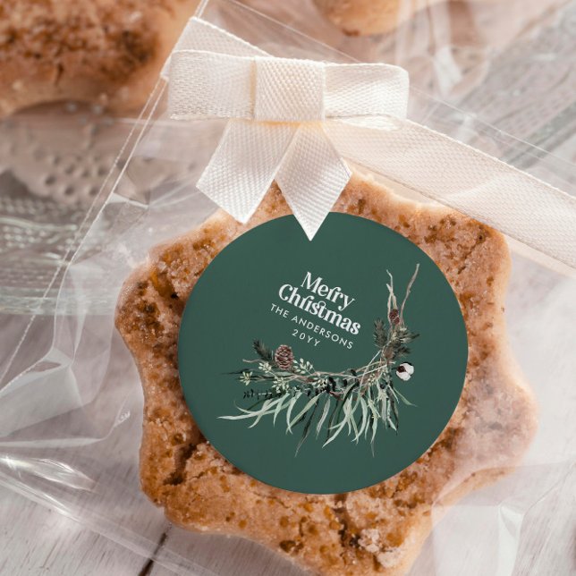 Grün, modern und elegant, botanisch runder aufkleber (Von Creator hochgeladen)