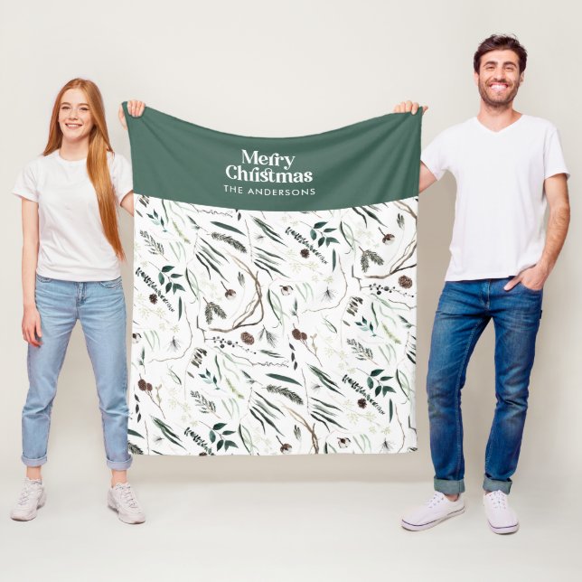 Grün, modern und elegant, botanisch rustikal fleecedecke (Beispiel)