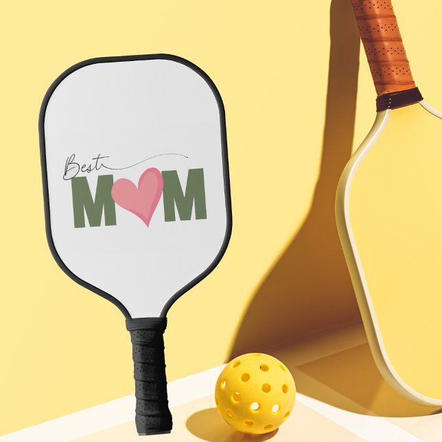 Grün Moderne beste Mama Rosa Herzmüttertag Pickleball Schläger (Von Creator hochgeladen)