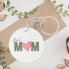 Grün Moderne beste Mama Rosa Herzmüttertag Schlüsselanhänger