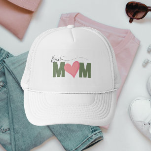 Grün Moderne beste Mama Rosa Herzmüttertag Truckerkappe