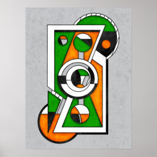 Grün-Orange abstrakte Bauhaus-Konstruktion Poster