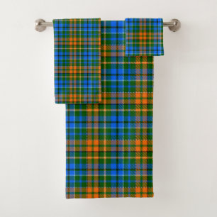 Grün Orange Blau Kariert Tartan Design Badhandtuch Set