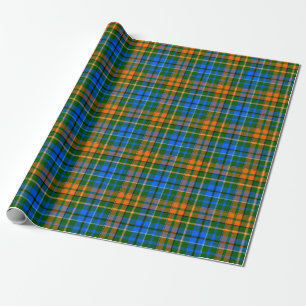 Grün Orange Blau Kariert Tartan Design  Geschenkpapier