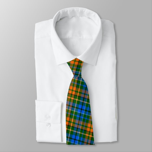 Grün Orange Blau Kariert Tartan Design  Krawatte (Gebunden)