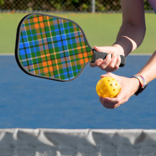 Grün Orange Blau Kariert Tartan Design Pickleball Schläger