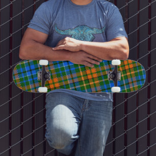 Grün Orange Blau Kariert Tartan Design Skateboard