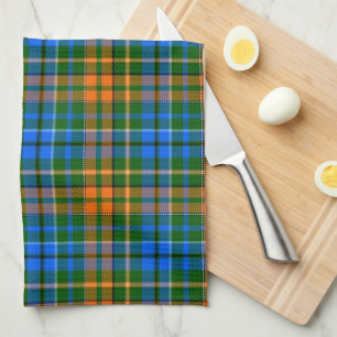 Grün Orange Blau Kariertes Tartan-Design  Geschirrtuch
