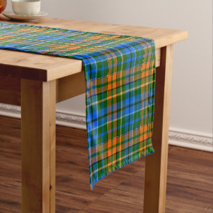 Grün Orange Blau Kariertes Tartan Design Kurzer Tischläufer