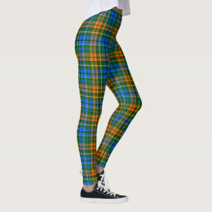 Grün Orange Blau Kariertes Tartan-Design Leggings
