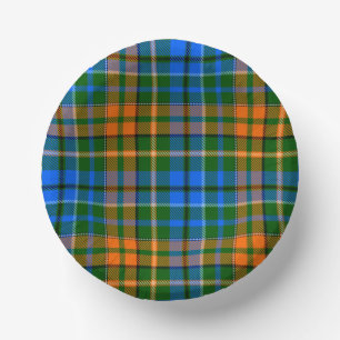 Grün Orange Blau Kariertes Tartan-Design Pappteller