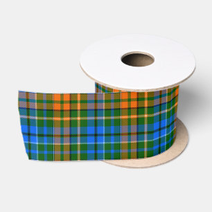 Grün Orange Blau Kariertes Tartan-Design Satinband