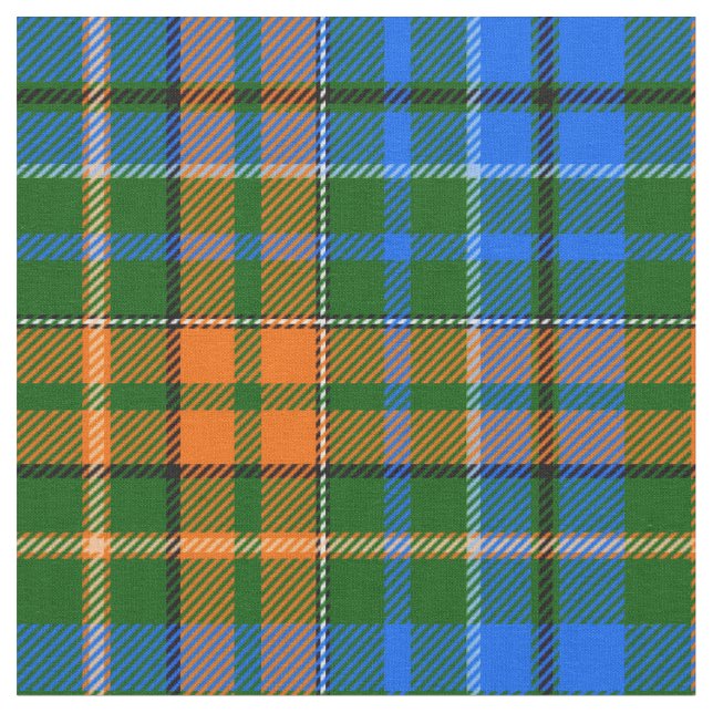 Grün Orange Blau Kariertes Tartan-Design  Stoff (Nahaufnahme)