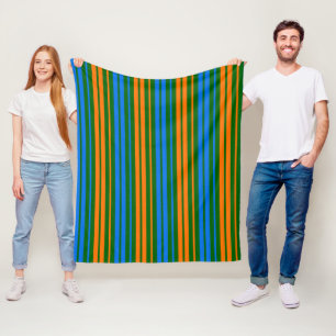 Grün Orange Blau Vertikale Streifen Design Fleecedecke