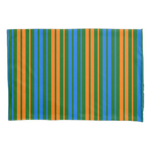 Grün Orange Blau Vertikale Streifen Design Kissenbezug