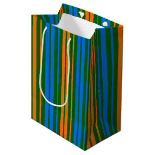 Grün Orange Blau Vertikale Streifen Design Mittlere Geschenktüte