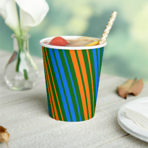Grün Orange Blau Vertikale Streifen Design   Pappbecher