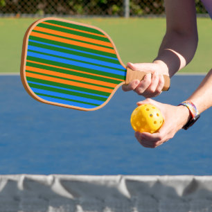 Grün Orange Blau Vertikale Streifen Design Pickleball Schläger