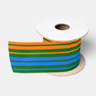 Grün Orange Blau Vertikale Streifen Design Satinband