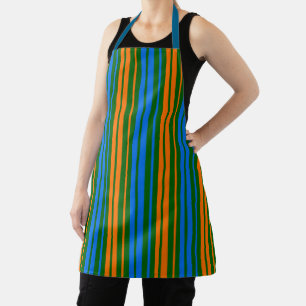Grün Orange Blau Vertikale Streifen Design   Schürze