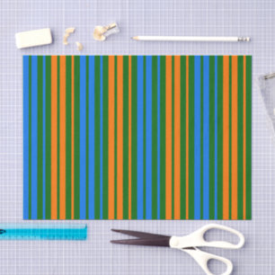 Grün Orange Blau Vertikale Streifen Design   Seidenpapier