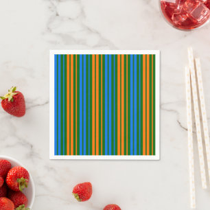 Grün Orange Blau Vertikale Streifen Design Serviette