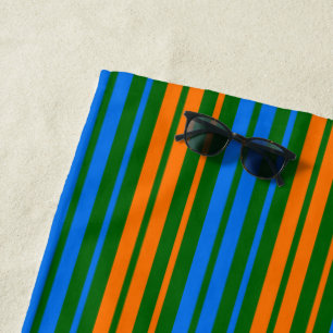 Grün Orange Blau Vertikale Streifen Design Strandtuch