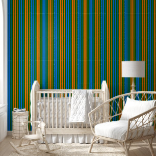 Grün Orange Blau Vertikale Streifen Design Tapete