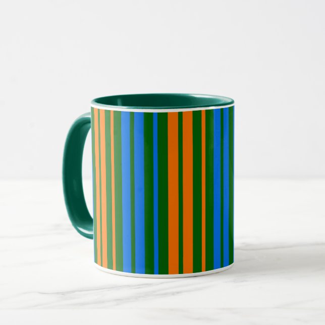 Grün Orange Blau Vertikale Streifen Design   Tasse (Vorderseite Links)