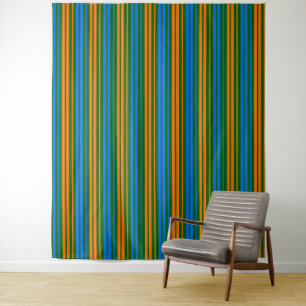 Grün Orange Blau Vertikale Streifen Design   Wandteppich