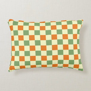 Grün Orange Braun Kariert Gingham-Muster Dekokissen