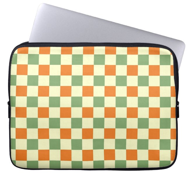 Grün Orange Braun Kariert Gingham-Muster Laptopschutzhülle (Vorderseite)