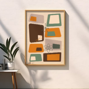 Grün, Orange, Braun, Mittelalter Moderne Abstrakt Poster