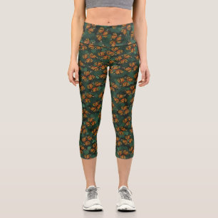 Grün Orange Buntglas Monarch Schmetterlingsflügel Capri Leggings