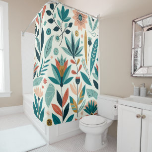 Grün Orange Fett Moderne Florale Druckmuster Duschvorhang