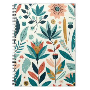 Grün Orange Fett Moderne Florale Druckmuster Notizblock