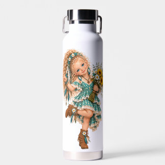 Grün&Orange Flower Child Boho Mädchen Trinkflasche