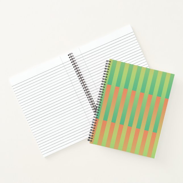 Grün Orange gestreiftes Muster Notizbuch (Innenseite)