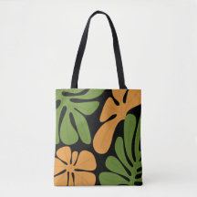 Grün & Orange Moderne Abstrakte Blumenmuster