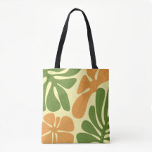 Grün & Orange Moderne Abstrakte Blumenmuster