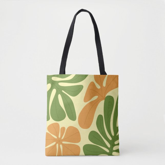 Grün & Orange Moderne Abstrakte Blumenmuster (Vorderseite)