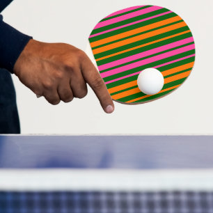 Grün Orange Pink Vertikale Streifen Design Tischtennis Schläger