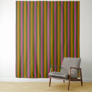 Grün Orange Pink Vertikale Streifen Design Wandteppich