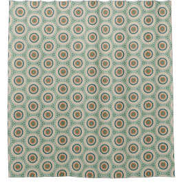 Grün Orange Und Blau Boho Chic Kreis Muster Duschvorhang