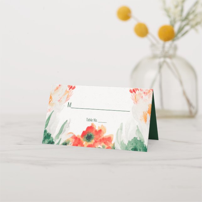 Grün, Orange, Weiß Platzkarte (Vorderseite)