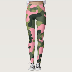 Grün & Pink Armee Tarnung Camouflage Leggings