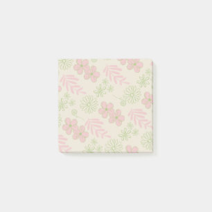 Grün Pink Beige Retro Y2K 70er Jahre Blumenmuster Post-it Klebezettel
