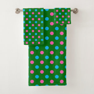 Grün Pink Blau Polka-Punkt-Muster Badhandtuch Set